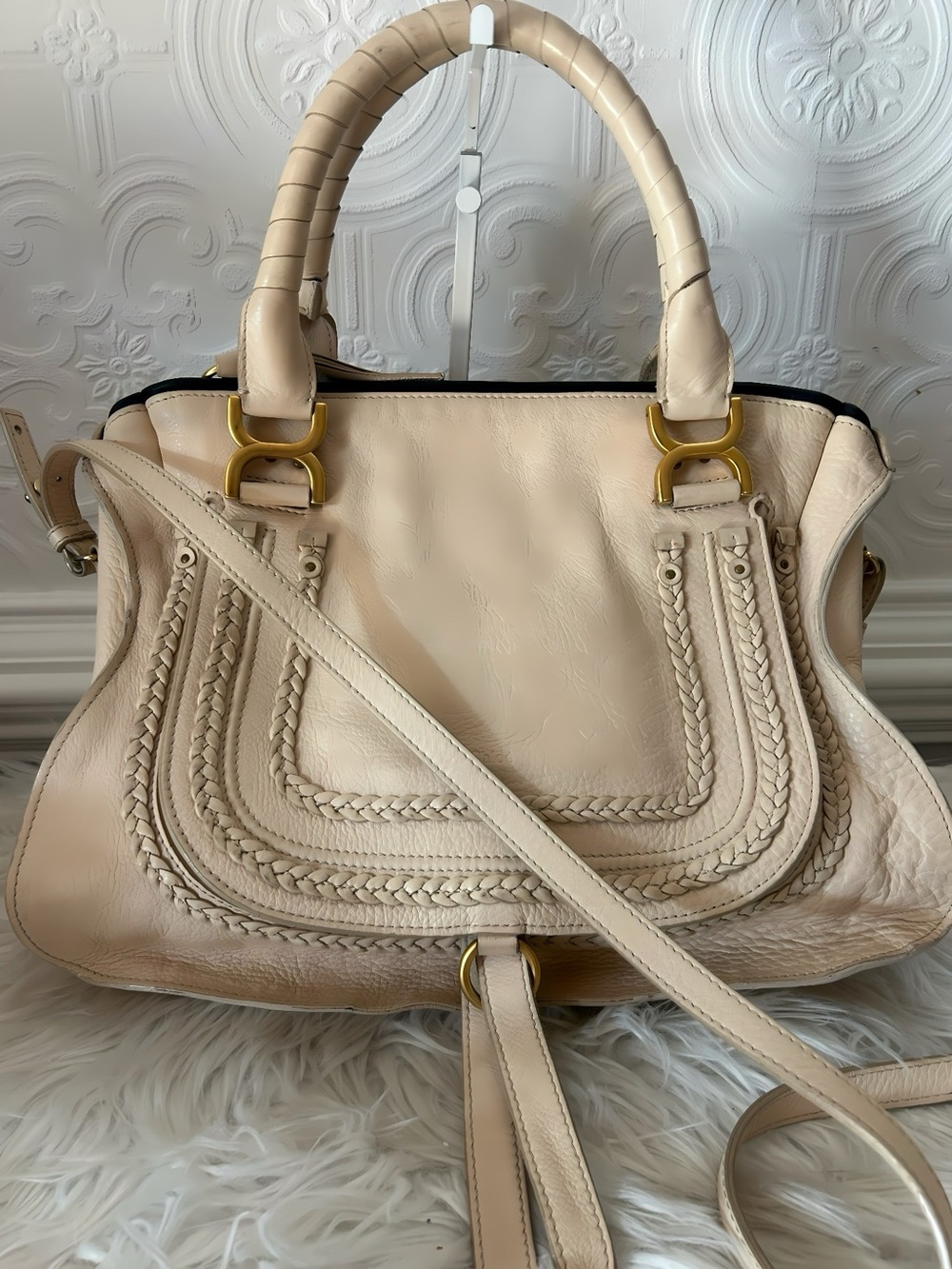 Chloe’ Marcie Double Carry  with braided detail and original strap crossbody